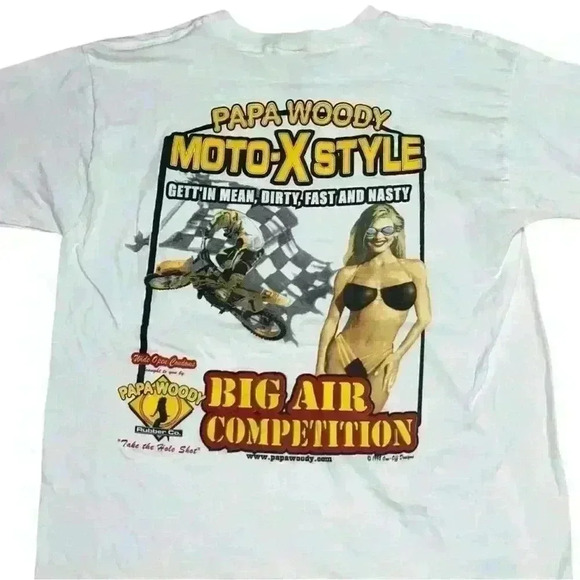 Papa Woody Vintage 1998 Deadstock Moto-X Rubber Comp T-shirt - Picture 3 of 6